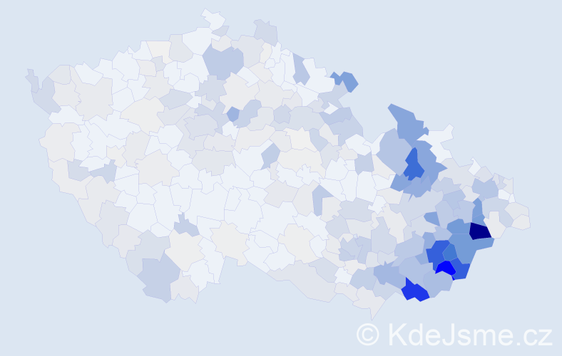 Příjmení: 'Slovák', počet výskytů 1374 v celé ČR