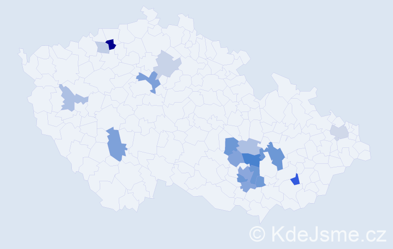 Příjmení: 'Kitner', počet výskytů 39 v celé ČR