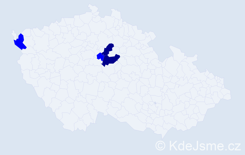 Příjmení: 'Hubner', počet výskytů 6 v celé ČR