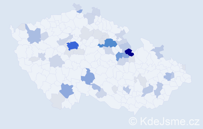 Příjmení: 'Vychytilová', počet výskytů 162 v celé ČR
