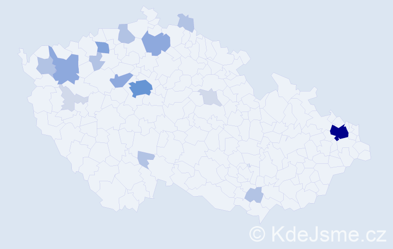 Příjmení: 'Hrib', počet výskytů 49 v celé ČR