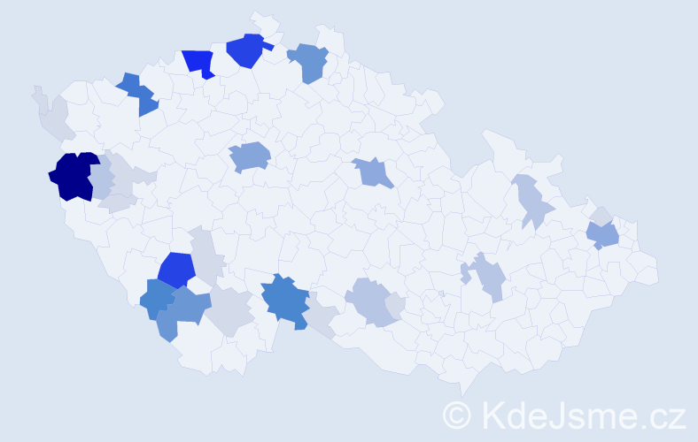 Příjmení: 'Zušťák', počet výskytů 115 v celé ČR