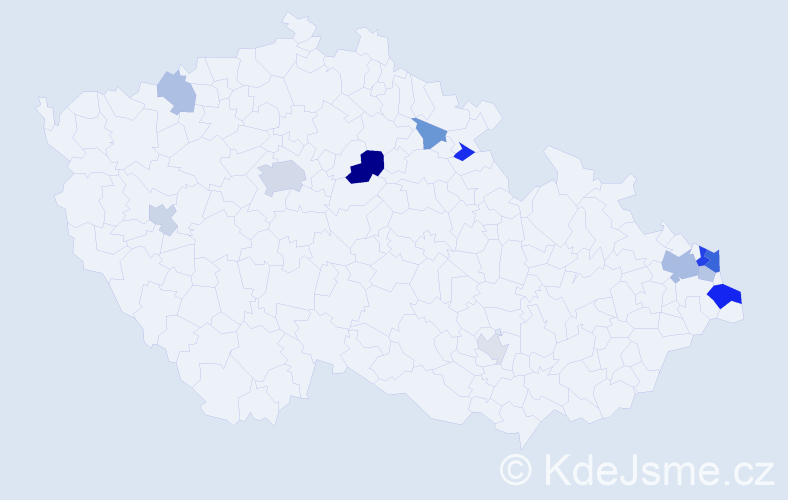 Příjmení: 'Bora', počet výskytů 27 v celé ČR