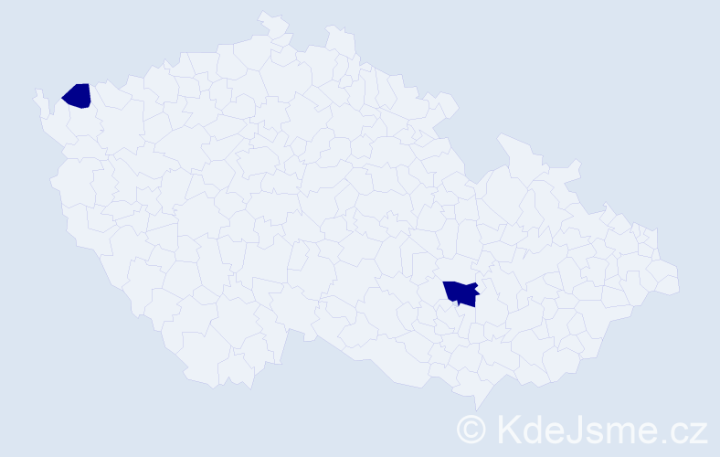 Příjmení: 'Vaniniová', počet výskytů 2 v celé ČR