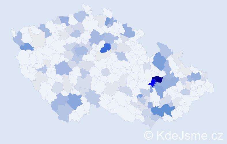 Příjmení: 'Tyl', počet výskytů 488 v celé ČR