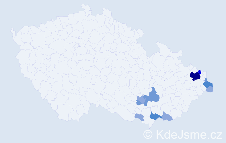 Příjmení: 'Kubinská', počet výskytů 27 v celé ČR