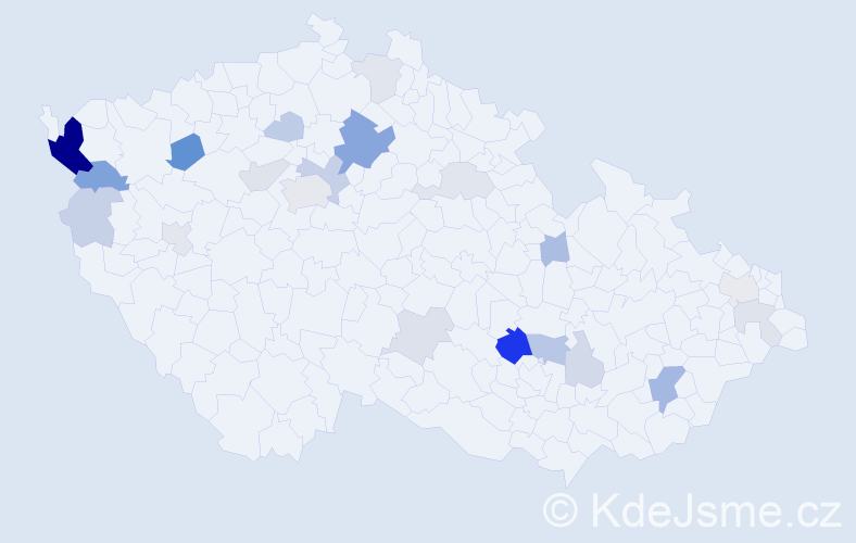 Příjmení: 'Dinga', počet výskytů 56 v celé ČR