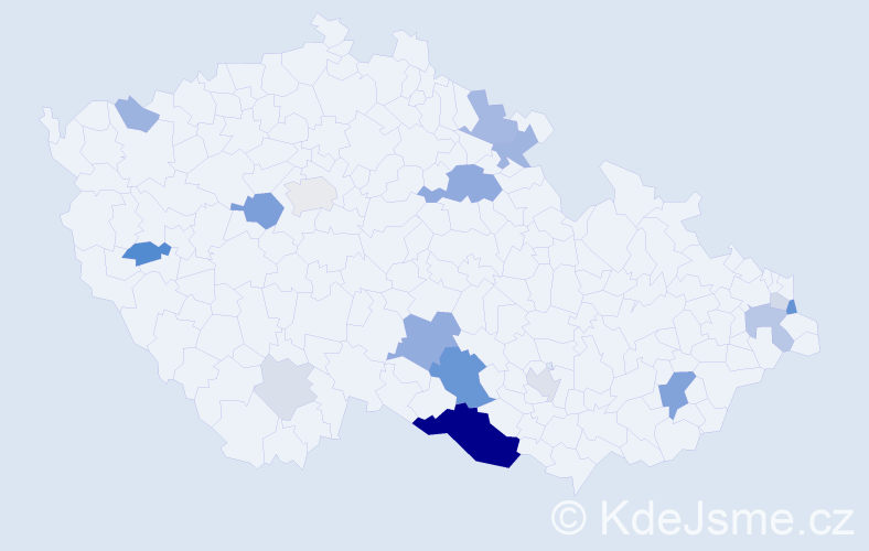 Příjmení: 'Tuna', počet výskytů 51 v celé ČR