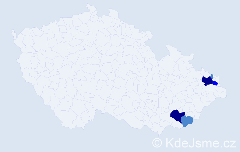 Příjmení: 'Čičelová', počet výskytů 10 v celé ČR