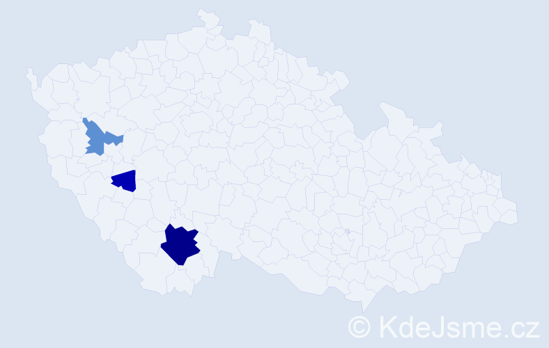 Příjmení: 'Frcal', počet výskytů 13 v celé ČR