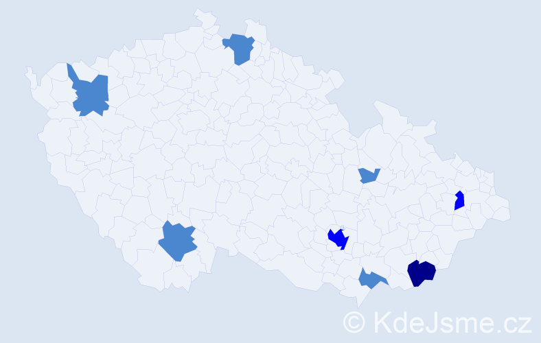 Příjmení: 'Čankyová', počet výskytů 12 v celé ČR