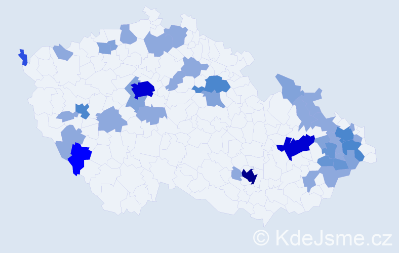 Příjmení: 'Medveďová', počet výskytů 93 v celé ČR