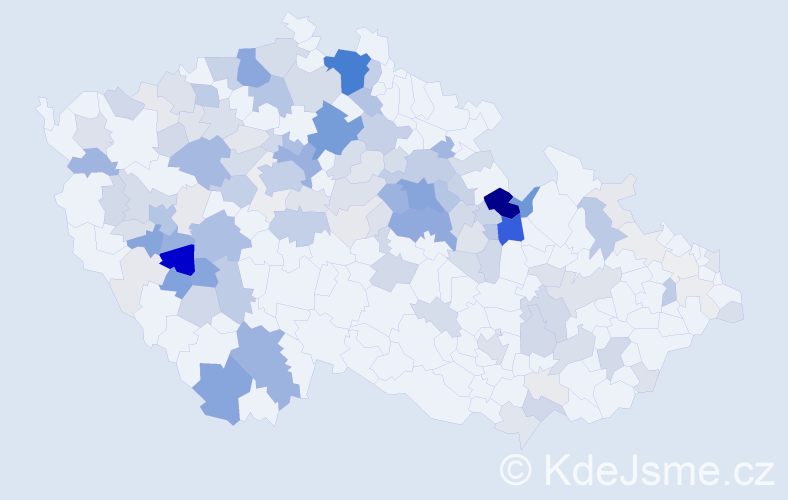 Příjmení: 'Netušilová', počet výskytů 531 v celé ČR