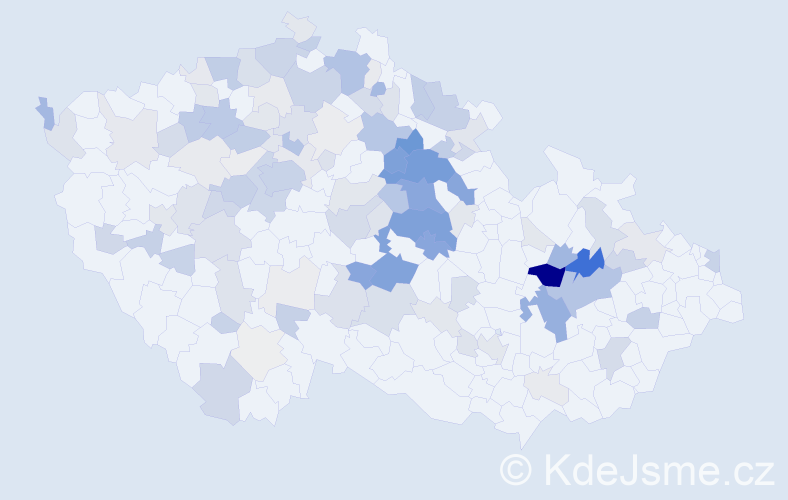 Příjmení: 'Klapka', počet výskytů 442 v celé ČR