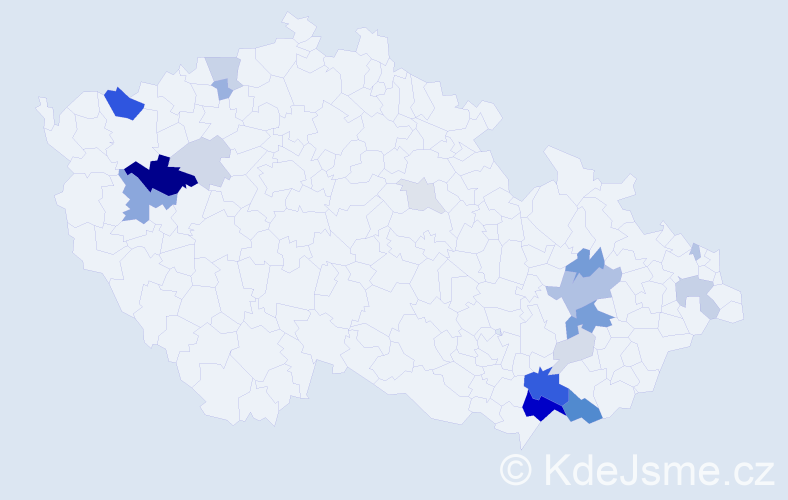 Příjmení: 'Krša', počet výskytů 64 v celé ČR