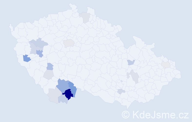 Příjmení: 'Řežáb', počet výskytů 62 v celé ČR