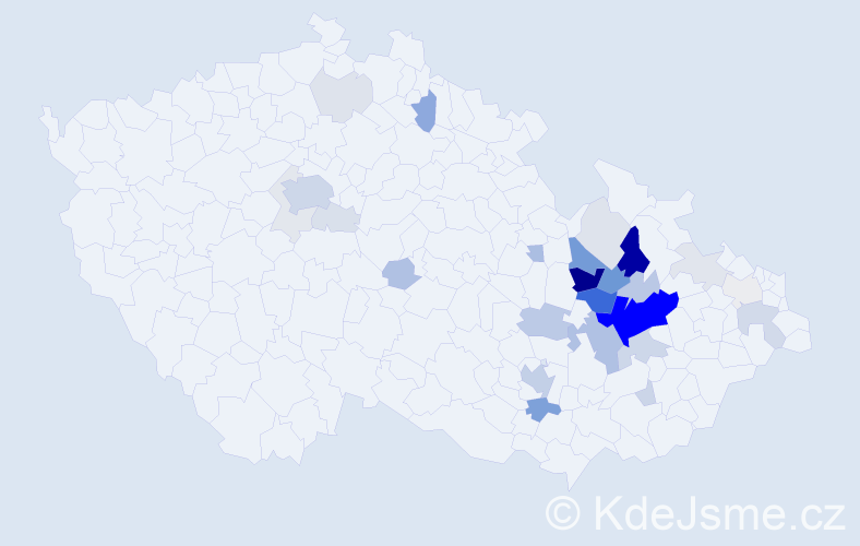 Příjmení: 'Pytlíček', počet výskytů 110 v celé ČR
