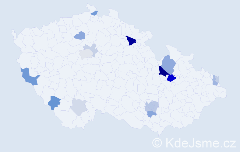 Příjmení: 'Kramar', počet výskytů 34 v celé ČR