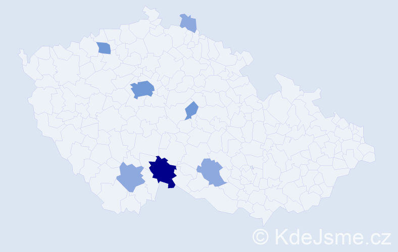 Příjmení: 'Ráftlová', počet výskytů 15 v celé ČR