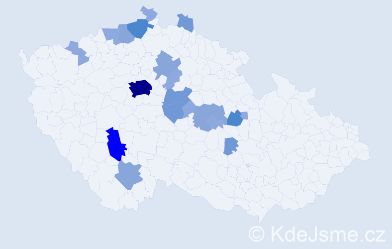 Příjmení: 'Klinkáčková', počet výskytů 53 v celé ČR