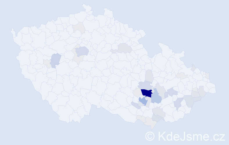 Příjmení: 'Kolmačka', počet výskytů 137 v celé ČR