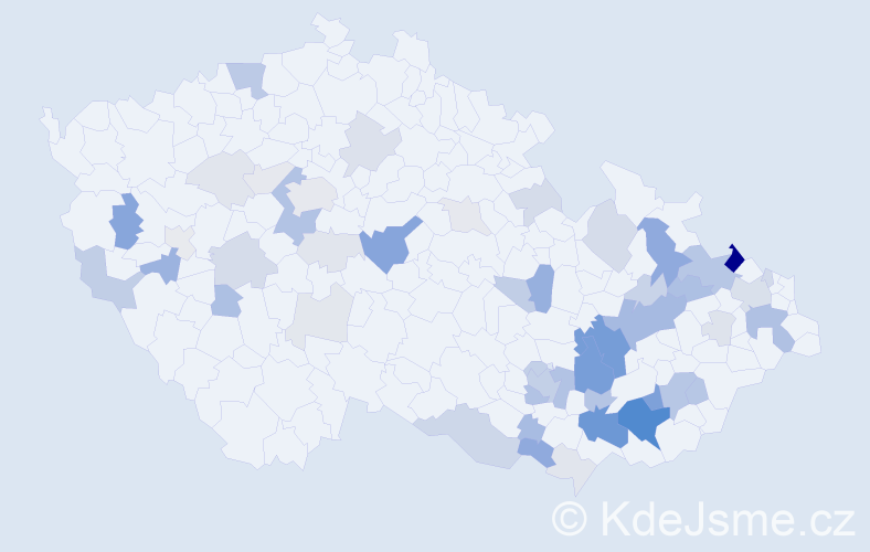 Příjmení: 'Kolečkářová', počet výskytů 178 v celé ČR