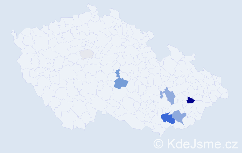 Příjmení: 'Gmentová', počet výskytů 7 v celé ČR