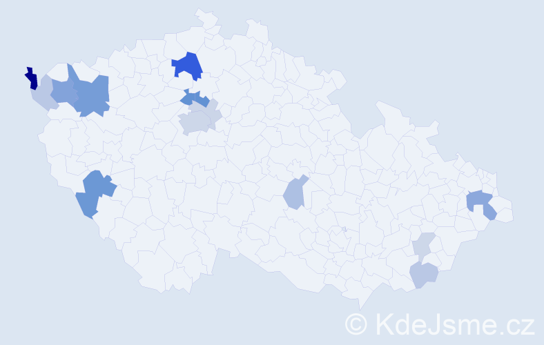 Příjmení: 'Pištej', počet výskytů 39 v celé ČR