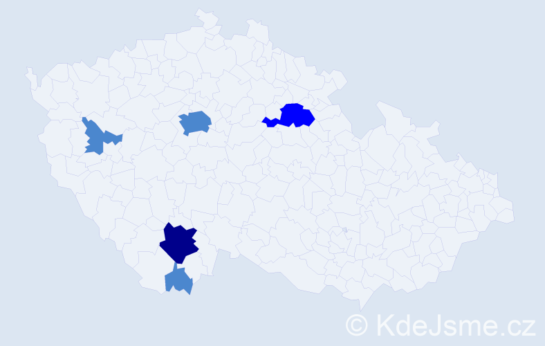 Příjmení: 'Máčeová', počet výskytů 8 v celé ČR