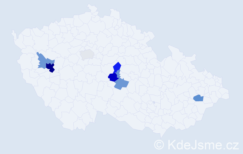 Příjmení: 'Mainer', počet výskytů 13 v celé ČR