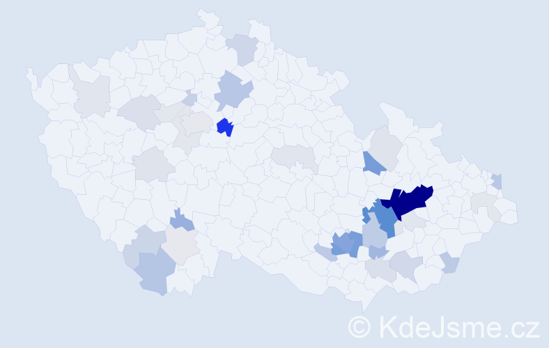 Příjmení: 'Okleštěk', počet výskytů 135 v celé ČR