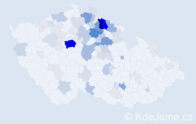 Příjmení: 'Jebavý', počet výskytů 307 v celé ČR