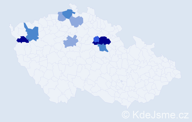 Příjmení: 'Mydloch', počet výskytů 23 v celé ČR