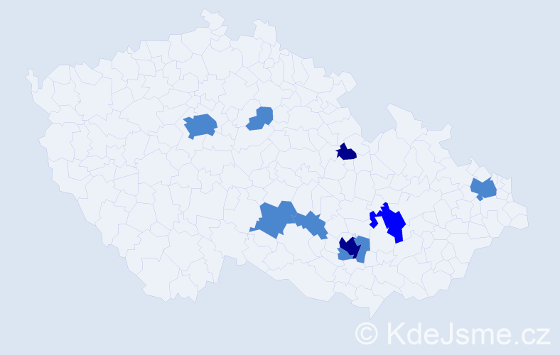 Příjmení: 'Hikeš', počet výskytů 14 v celé ČR