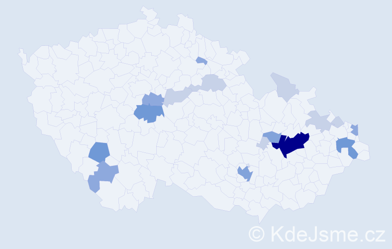 Příjmení: 'Zubal', počet výskytů 44 v celé ČR