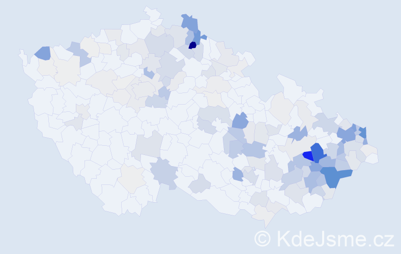 Příjmení: 'Pala', počet výskytů 568 v celé ČR