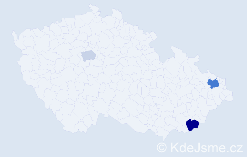 Příjmení: 'Krajčovicová', počet výskytů 4 v celé ČR