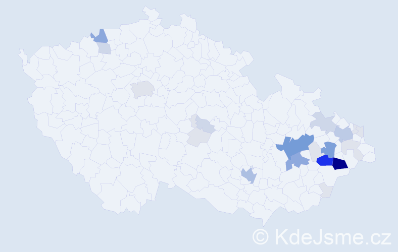 Příjmení: 'Chumchal', počet výskytů 97 v celé ČR