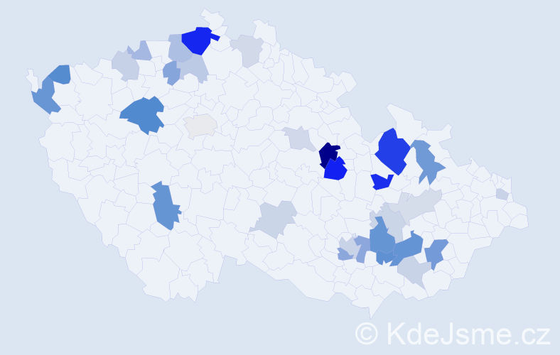 Příjmení: 'Pavlák', počet výskytů 70 v celé ČR