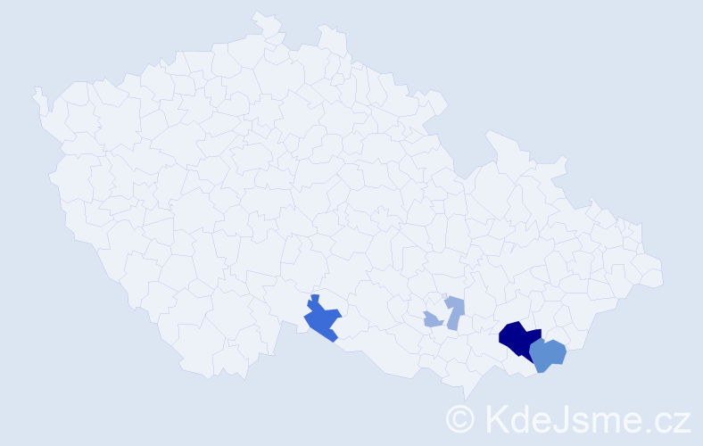 Příjmení: 'Turčinková', počet výskytů 22 v celé ČR