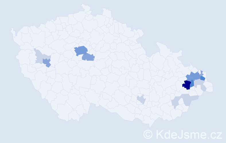 Příjmení: 'Hinnerová', počet výskytů 50 v celé ČR