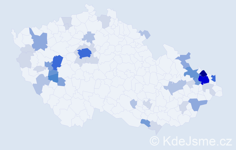 Příjmení: 'Darda', počet výskytů 128 v celé ČR