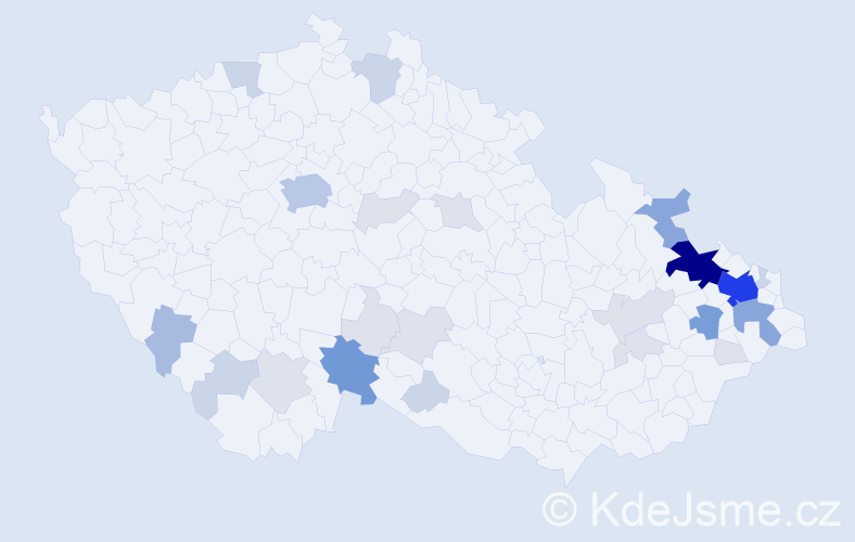 Příjmení: 'Balová', počet výskytů 99 v celé ČR