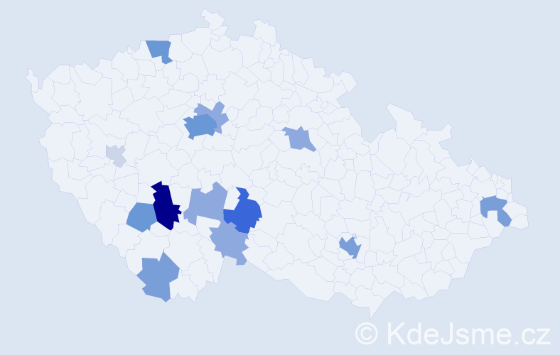 Příjmení: 'Holkup', počet výskytů 58 v celé ČR