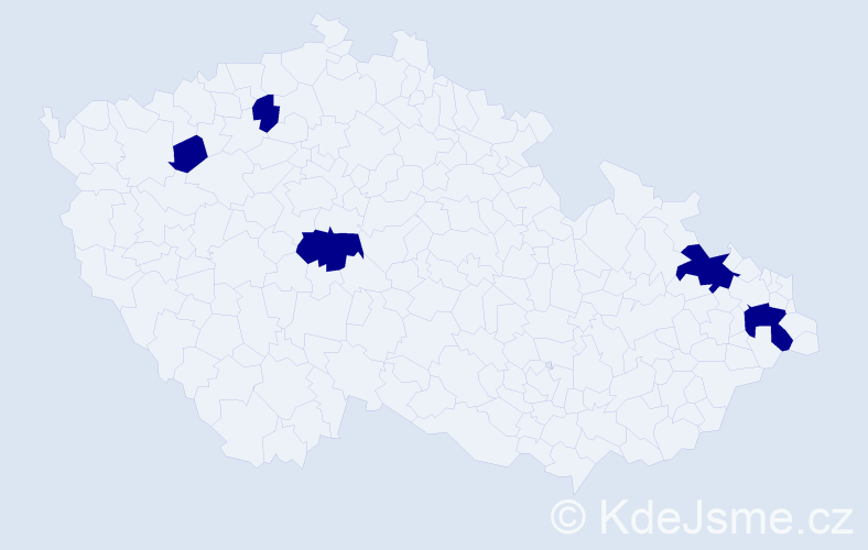 Příjmení: 'Tuhársky', počet výskytů 5 v celé ČR