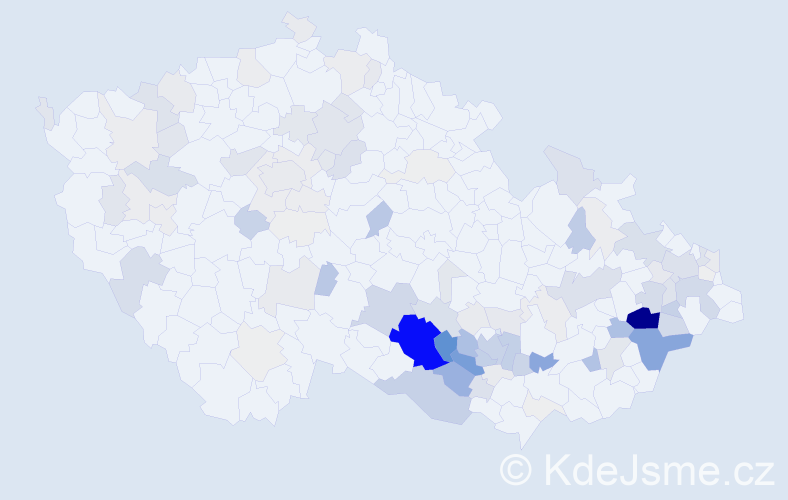 Příjmení: 'Palát', počet výskytů 498 v celé ČR