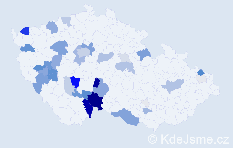 Příjmení: 'Kreuzer', počet výskytů 97 v celé ČR
