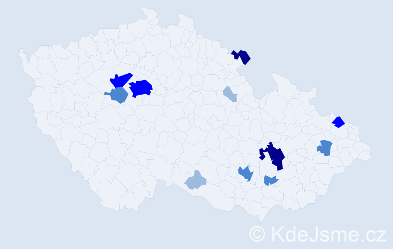 Příjmení: 'Kumar', počet výskytů 27 v celé ČR