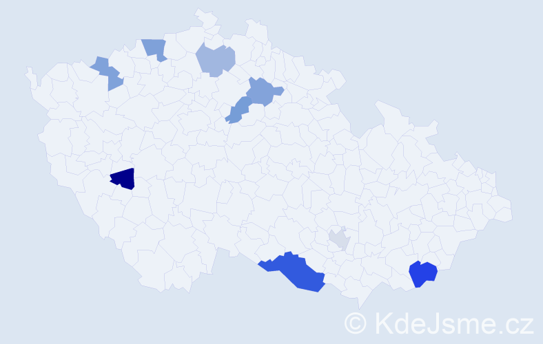 Příjmení: 'Pirová', počet výskytů 15 v celé ČR