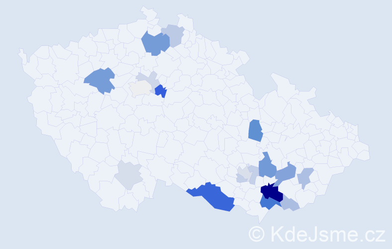 Příjmení: 'Sabáček', počet výskytů 52 v celé ČR